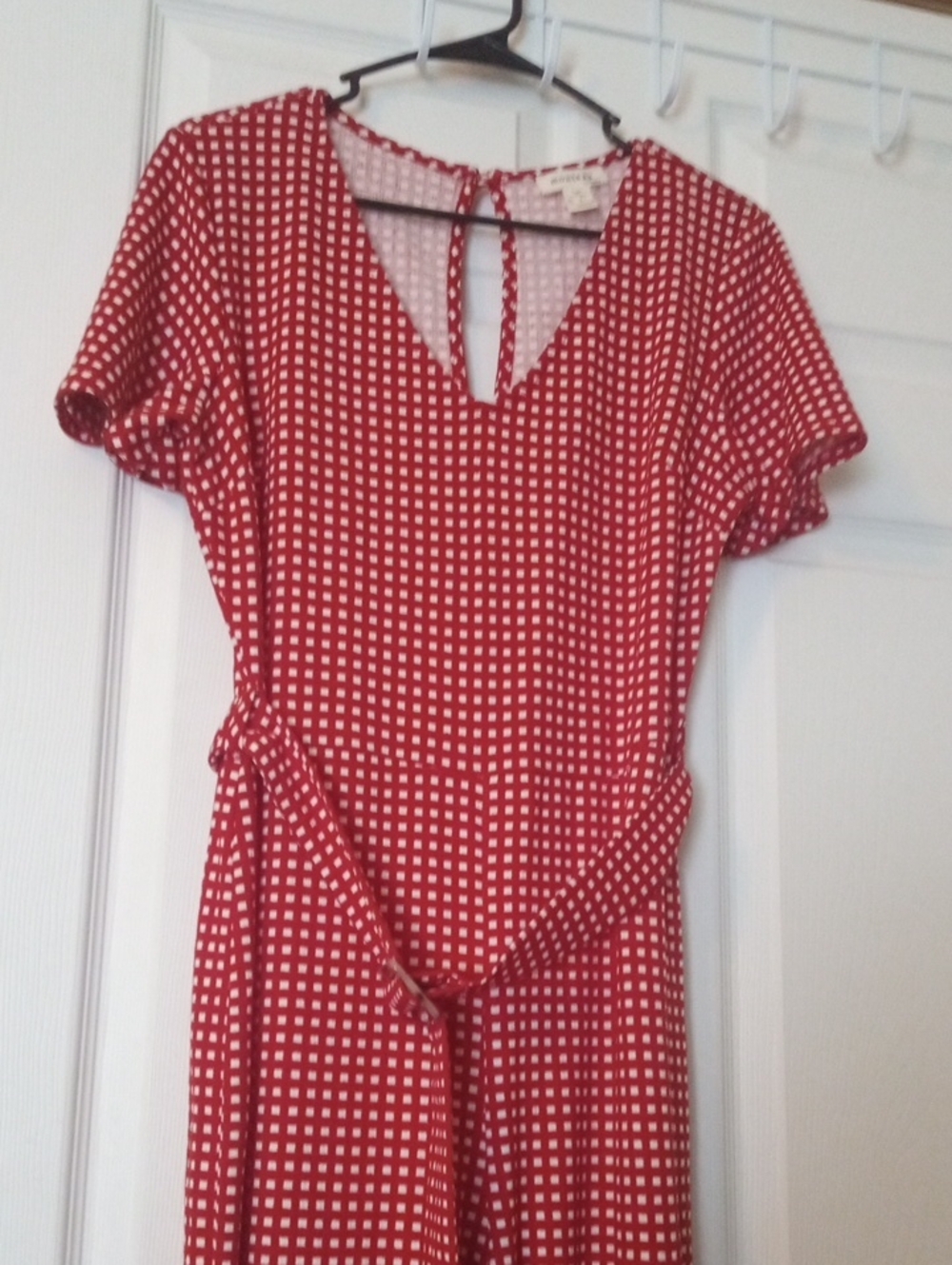 Monteau Red & White Checked Jumpsuit